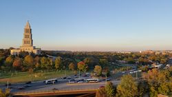 The George Washington Masonic National Memorial in 2015, with Washington, D.C. and Arlington in the distance