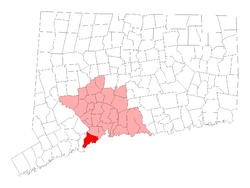 Location in New Haven County, Connecticut
