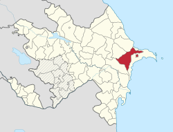 خريطة أذربيجان موضح عليها موقف محافظة أبشرون.