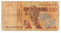 وجه عملة ورقية فئة 500 فرنك.