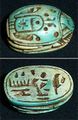 An Egyptian carved and glazed steatite scarab amulet