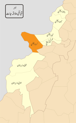 خريطة مقاطعات FATA و NWFP - مقاطعات FATA تظهر باللون البرتقالي.