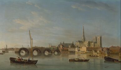 The Building of Westminster Bridge by Samuel Scott, 1742