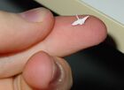 A challenging miniature version of a paper crane