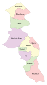 مقاطعات محافظة أردبيل