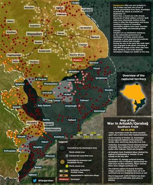 خريطة الوضع العسكري في قرةباخ، 26 أكتوبر 2020.