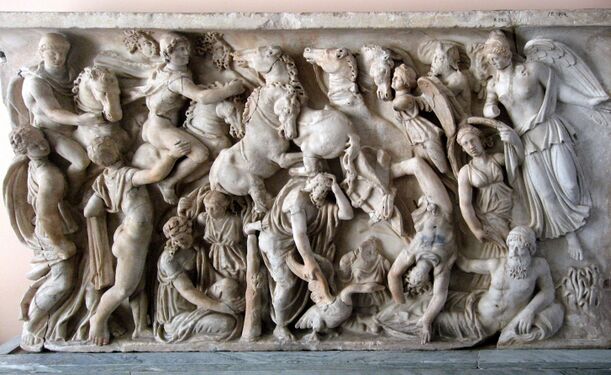 The Fall of Phaëthon on a Roman sarcophagus (Hermitage Museum)