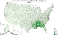 American Independent presidential election results by county