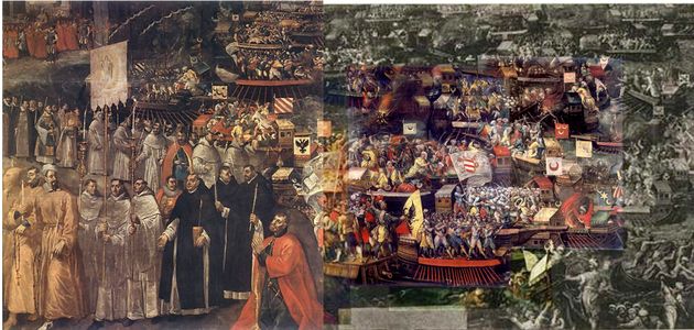 معركة لپانتو بريشة Tommaso Dolabella (ح. 1625–1630، Wawel Castle، كراكوڤ)