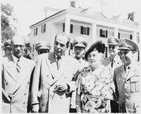 President Romulo Gallegos of Venezuela and his wife visit Mt. Vernon. They are in the center of this group in front... - NARA - 199825.tif
