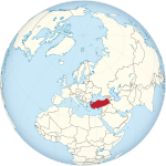 Map showing Turkey in an orthographic projection