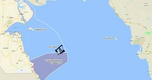 موقع حقل الدرة الغازي بحسب الإدعاءات الكويتية- السعودية