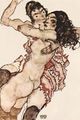 Egon Schiele, Pair of Women (Women embracing each other), 1915.