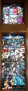 Dieppe Dawn 19 August 1942 stained glass Currie Hall.JPG