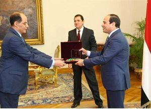 الرئيس عبد الفتاح السيسي خلال تكريم محمد فريد التهامي