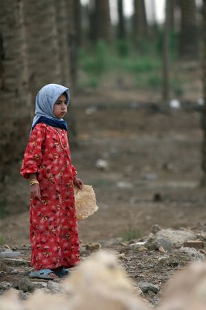 US Navy 070428-M-2819S-019 An Iraqi girl watches as Marines with 2nd squad, 2nd platoon, pass on patrol.jpg
