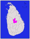 Area map of Matale District, located immediately north of the middle of the country, roughly the shape of a letter "C" and located in the Central Province of Sri Lanka