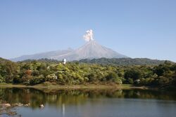 View of a volcano from Comala