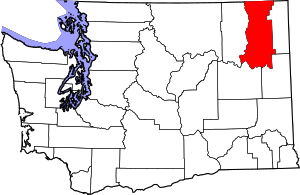 Map of Washington highlighting Stevens County