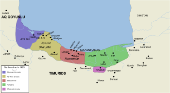 Map of the political situation in northern Iran in 1425