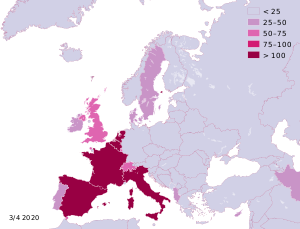 Persons died due to coronavirus COVID-19 per capita in Europe.svg