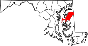 Map of Maryland highlighting Queen Anne's County
