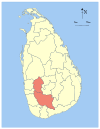 Area map of Sabaragamuwa, Sri Lanka