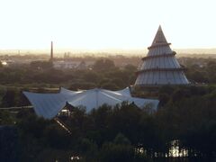 View over Elbauenpark with Jahrtausendturm