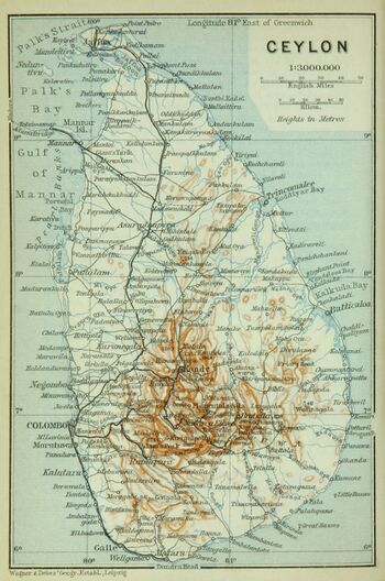 British Ceylon map, published in Leipzig, 1914ح. 1914
