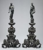 Andiron fronts with Venus and (?) Mars. Design by Girolamo Campagna, possibly made in 17th century. 44+1⁄2 بوصات (113 cm) high
