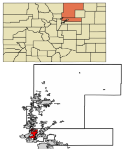 موقع ثورنتون في مقاطعة آدامز وولد، كولورادو.