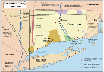 Map of the Connecticut, New Haven, and Saybrook colonies