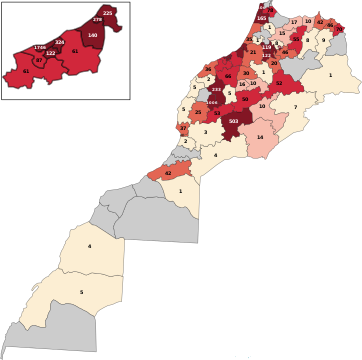 2020 coronavirus pandemic in Morocco confirmed.svg