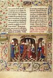 A page of the Roman de Girart de Roussillon (1450). Both vermilion and minium, or red lead, were used in Medieval manuscripts. Vermilion, as expensive as gilding, was usually reserved for the most important illustrations or designs.
