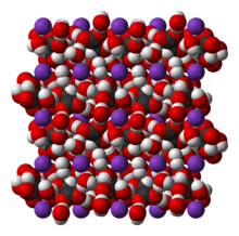 Space-filling model of part of the crystal structure of potassium sodium tartrate