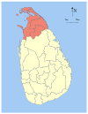 Area map of Northern Province of Sri Lanka