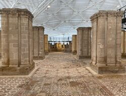 بناء حمايه لأرضية الفسيفساء في قصر هشام3.jpg