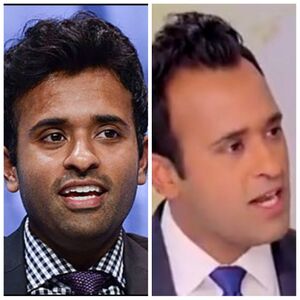 مقارنة صورة قديمة وأخرى حديثة لڤيڤك راماسوامي تظهر أنه قد يكون خضع لعملية تبيض بشرة