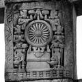Buddha represented by Dharmacakra, Sanchi Stupa no. 3.