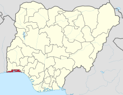 Location of Lagos State in Nigeria