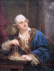 بورتريه لستانيسلاف أوجست مع ساعة رملية وتاجه، بريشة مارشلو باتشيارلي، 1793.