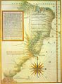 The 1574 map of the Captaincy Colonies of Brazil, by Luís Teixeira