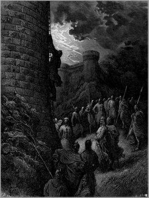 Gustave dore crusades bohemond alone mounts the rampart of antioch.jpg