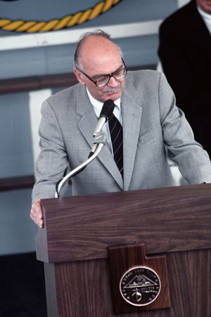Scott Matheson speaking at the commissioning ceremony of the USS Salt Lake City, May 12, 1984.JPEG