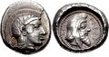 Portrait of Lycian ruler Kherei wearing the Persian cap on the reverse of his coins (ruled 410–390 BC).
