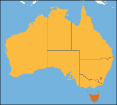 Map of Australia with Tasmania highlighted