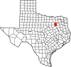 State map highlighting Kaufman County
