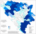 Share of the Serbian language in Bosnia and Herzegovina by municipalities in 2013