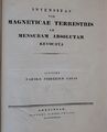 Title page of an 1833 copy of "Intensitas vis Magneticae Terrestris ad Mensuram Absolutam Revocata."