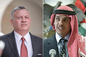 الأمير حمزة (يمين) والملك عبد الله بن الحسين (يسار)